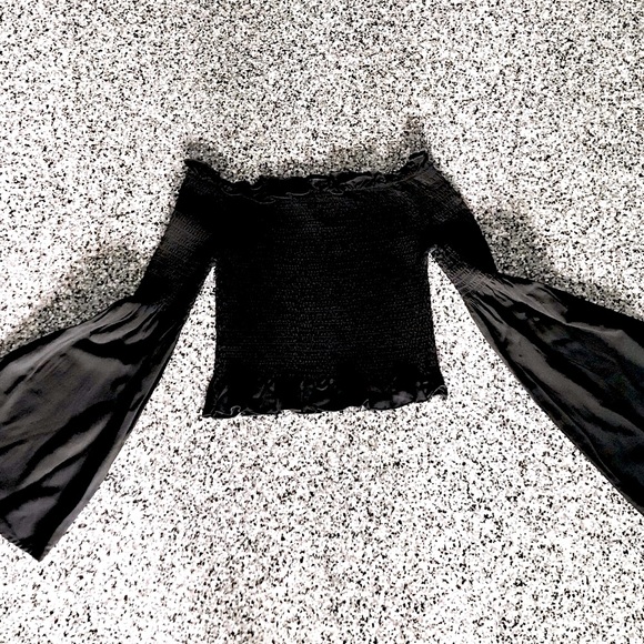 Boho Loose Sleeves Black Blouse (S) - Picture 1 of 6